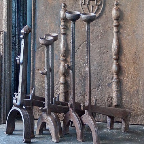 Antique andirons for fireplace
