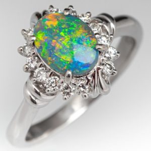 antique black opal ring