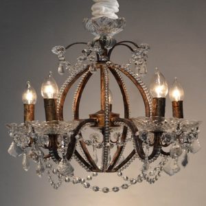 Antique brass crystal chandelier