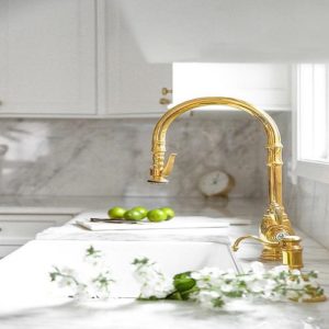 Antique brass kitchen faucet