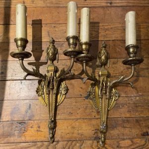 Antique brass wall sconce