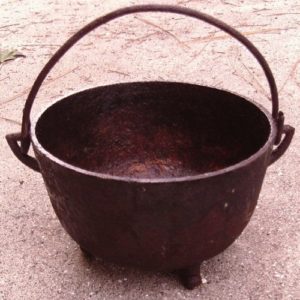 Antique cast iron cauldron markings
