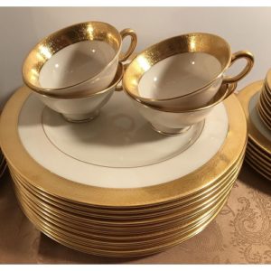 Antique china dishes with gold trim