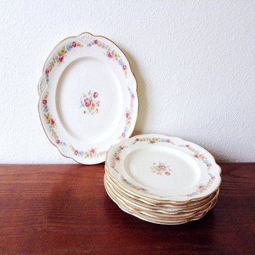 Antique china dishes with gold trim