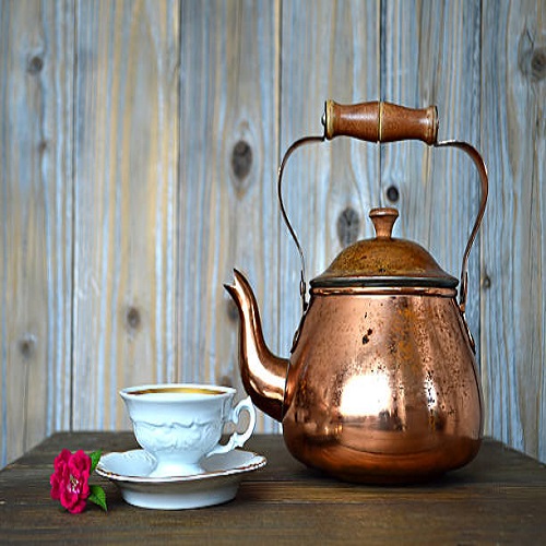 antique copper tea kettle