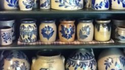 antique crocks with blue design
