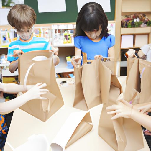 Teaching children how to make their own paper bags for a fun and educational activity