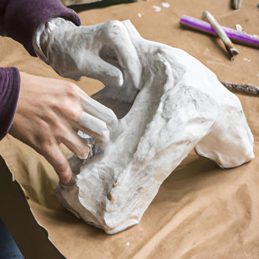 Sculpting the paper mache.