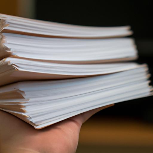 A hand holding a stack of letter papers showcasing the different sizes and thicknesses of the paper.