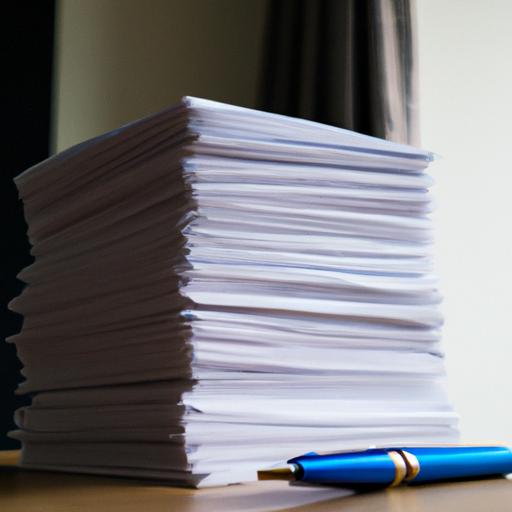 A stack of A4 papers with writing materials on a desk