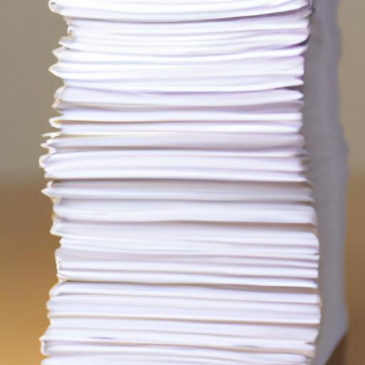 A stack of paper, waiting to be counted to determine how many reams there are.