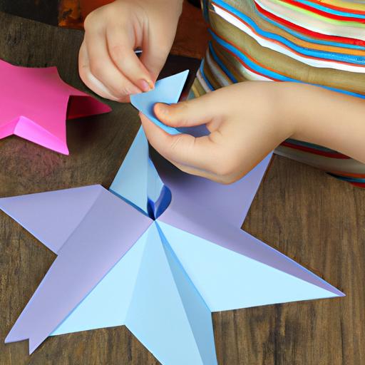 This young child is following step-by-step instructions to create their very own paper ninja star