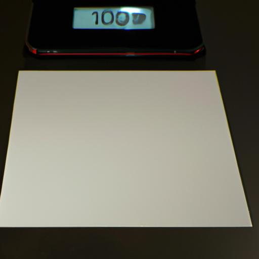 A digital scale accurately measures the weight of a single sheet of paper