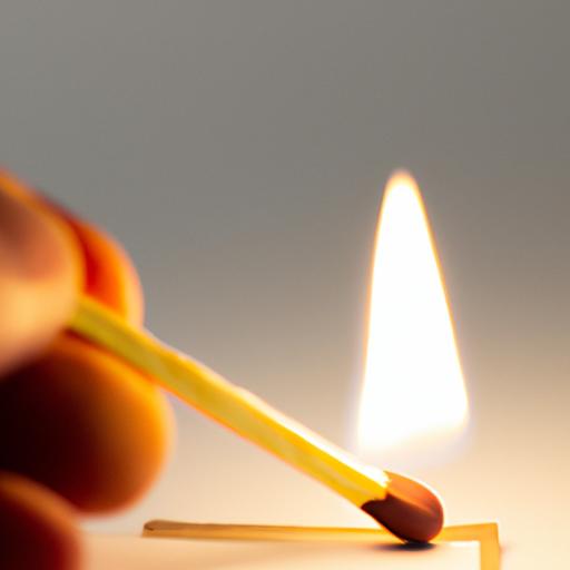 A person igniting a piece of paper with a matchstick