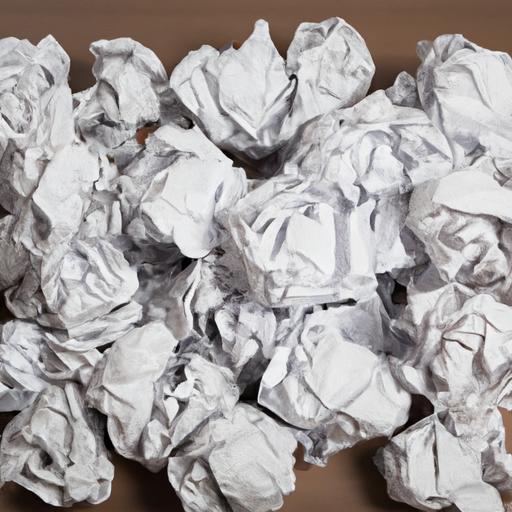 A pile of crumpled paper balls after multiple attempts at folding