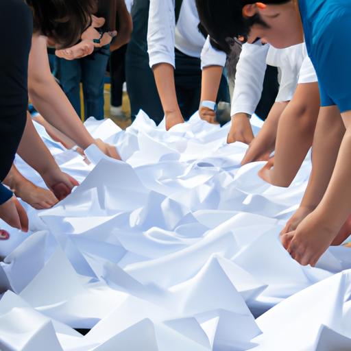 Volunteers gather to break the world record for folding paper at the annual Origami Festival in Tokyo